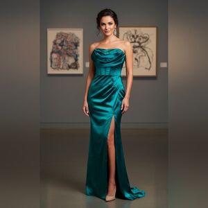 Crystal Doll Teal Strapless Dress Size 11